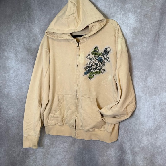 Vintage Y2K Circle of Life Death or Glory / Play On Rhinestone Thrashed Hoodie L - Picture 2 of 12